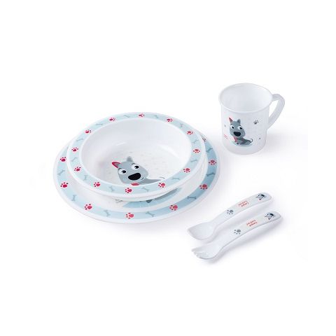 Coffret repas bébé - Canpol Babies - Set 5 pièces - Chien - bleu