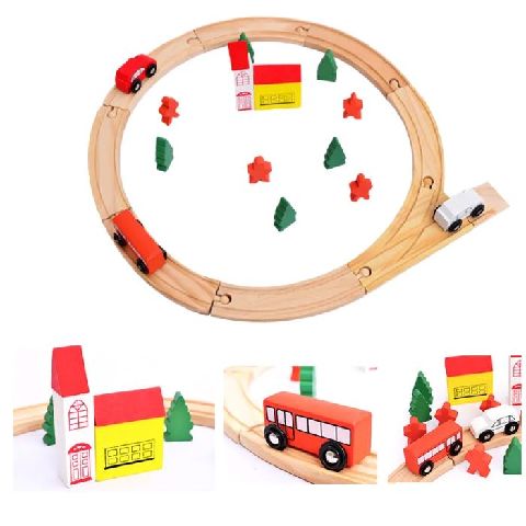 Jouet de piste de Train circulaire en bois pour enfants