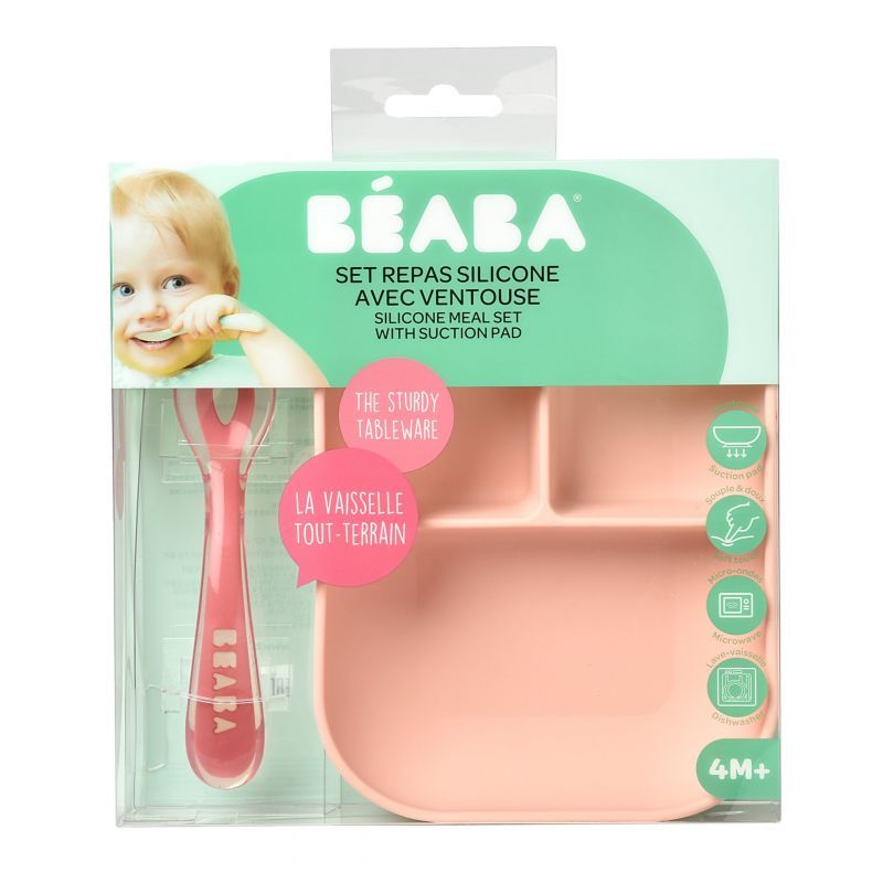 BEA913456-set-repas-silicone-2-pièces-compartimenté---rose