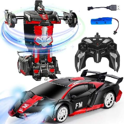 Robot transformateur de voiture télécommandé LED, dérive à 360 degrés, déformation en un clic, Polic