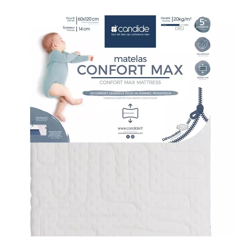 MATELAS CONFORT MAX 60*120*14 CM DEHOUSSABLE 360°