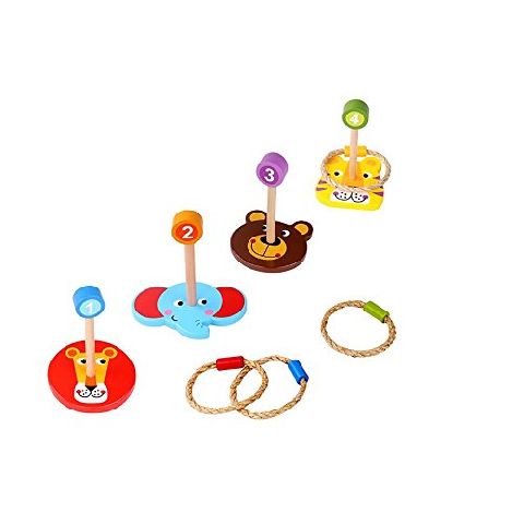 jungle Jeu de lancé d'anneaux avec des figures d'animaux en bois