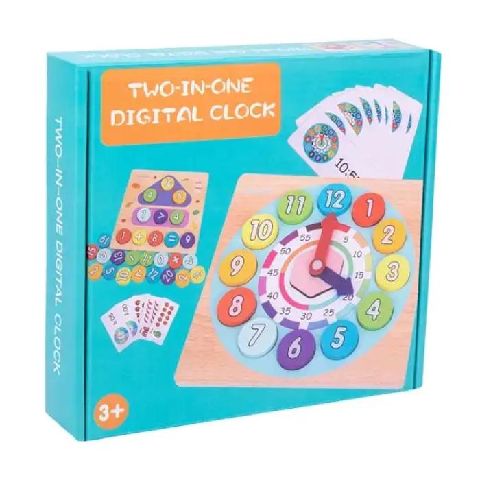 Horloge numérique en bois 2 en 1 avec cartes